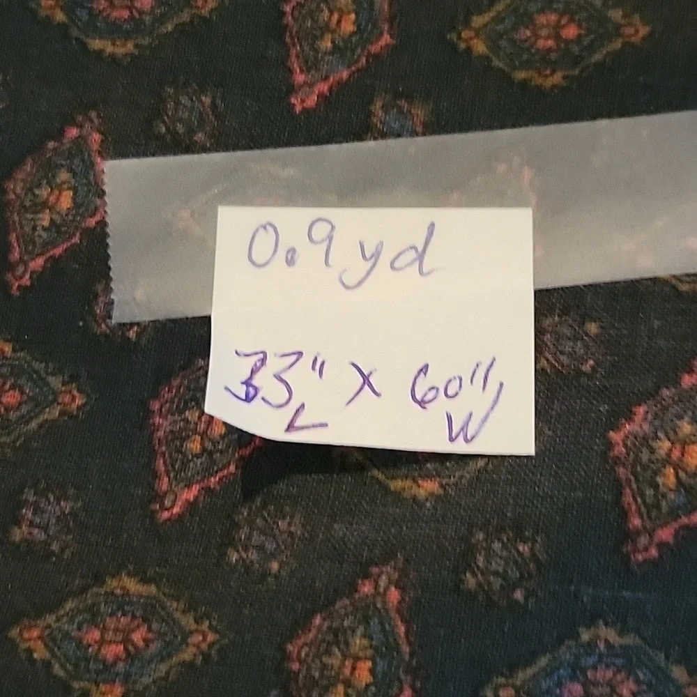 Cotton Vintage print fabric pink and blue on navy blue background - 0.9  yds
